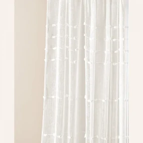 Moderná krémová záclona  Marisa  so striebornými priechodkami 250 x 250 cm