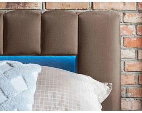 Svetlohnedá čalúnená dvojlôžková posteľ s úložným priestorom s roštom 160x200 cm Lamica – ELTAP