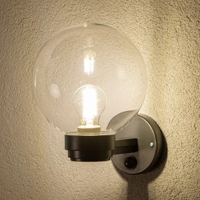 Brilagi - Vonkajšie nástenné svietidlo so senzorom HARBOR 1xE27/40W/230V IP33 čierne/číre