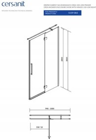 Cersanit Crea, krídlové dvere do otvoru 100X200 cm (pravé), 8mm číre sklo, chrómový profil, S159-002
