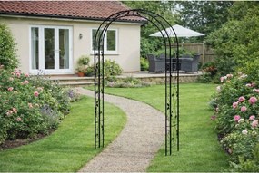 Kovový zahradní květinový oblouk BestBerg BBFA-10B / 260 × 134 × 38 cm / černá