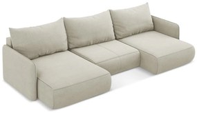 Krémovobiela rozkladacia/s úložným priestorom rohová pohovka Nanea – Makamii