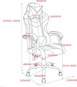 Kancelárska stolička RACING Červeno-čierna
