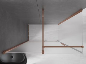 Mexen Velar, sprchový kút s posuvnými dverami 150 x 85 cm, 8mm sklo námraza, ružové zlato, 871-150-085-31-55