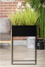 KOVOVÝ KVETINÁČ SO STOJANOM RECT 70X24X44 CM ČIERNA