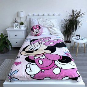 Ružová detská deka z mikroplyšu 100x150 cm Minnie Flowers – Jerry Fabrics