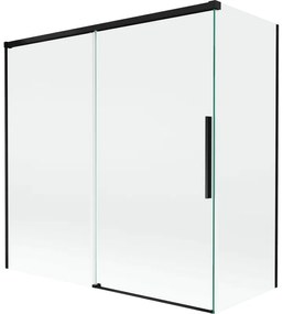 Mexen Rox, 2-krídlová posuvná vaňová zástena 160 + 75 x 150 cm, 8mm číre sklo, čierny matný profil, 8C9-160-075-70-00