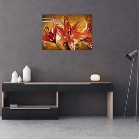 Sklenený obraz kvetov ľalií (70x50 cm)
