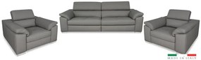 Moderná kožená sedacia súprava LOREN II 3+1+1, sivá (madras - 128 grey)