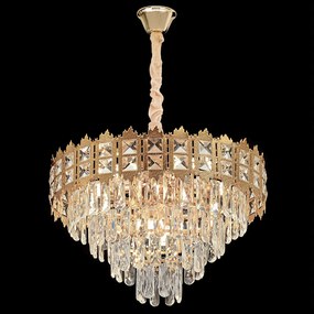 Toolight Toolight, krištáľové závesné svietidlo 60cm, 8xE14, G049-CP, zlatá, OSW-08943
