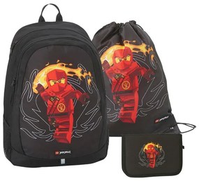 Lego Školská taška s príslušenstvom, 3-dielna súprava Ninjago, červená  (100376255)