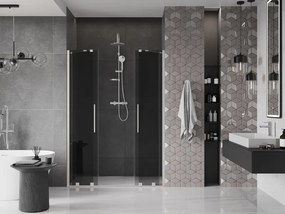 Mexen Velar Duo, posuvné sprchové dvere do otvoru 140 cm, 8mm šedé sklo, brúsená oceľ, 871-140-000-42-97