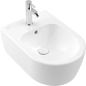 VILLEROY &amp; BOCH Avento závesný bidet s otvorom, s prepadom, 370 x 530 mm, Stone White, s povrchom CeramicPlus, 540500RW