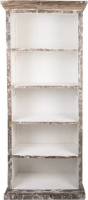 Bielo-hnedá drevená knižnica Giossina - 80*36*195 cm