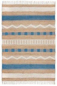 Ručne tkaný koberec s prímesou juty v modro-prírodnej farbe 120x170 cm Medina Jute - Flair Rugs