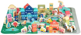 ECOTOYS Vzdelávacie drevené bloky city mat 121 ks