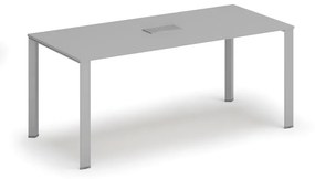 Stôl PRIMO INFINITY 1800 x 900 x 750, sivá + stolová zásuvka TYP I, strieborná