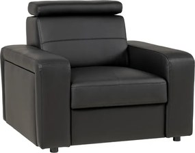 Kožené kreslo LUCIO, čierna (čierne prešitie)