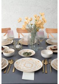 24-dielna jedálenská súprava, biela/zlatá, keramika