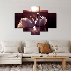 Obraz - Labute na jazere (150x105 cm)