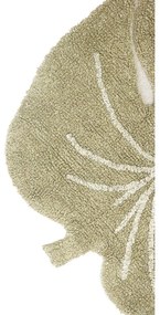 Kaki prateľný ručne tkaný bavlnený detský koberec 75x100 cm Mini Monstera Olive – Lorena Canals