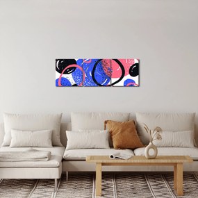Obraz - Motív s kruhmi v živých farbách (s hodinami) (90x30 cm)