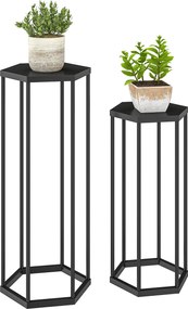 Outsunny 2× hexagónové kovové stojany na rastliny, 75/60 cm — interiér i exteriér | Aosom