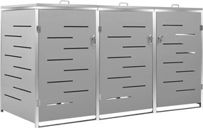 vidaXL Ohrada na 3 odpadkové koše 207x77,5x112,5 cm nehrdzavejúca oceľ