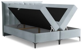 Svetlomodrá boxspring posteľ s úložným priestorom 160x200 cm Mikana – Makamii