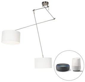 Inteligentné závesné svietidlo oceľ s tienidlom 35 cm biele vrátane 2 WiFi A60 - Blitz