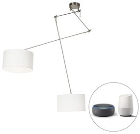 Inteligentné závesné svietidlo oceľ s tienidlom 35 cm biele vrátane 2 WiFi A60 - Blitz