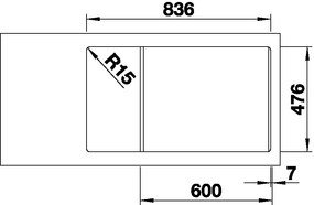 Nerezový drez Blanco ANDANO XL 6S-IF Compact InFino nerez hodvábny lesk drez vľavo