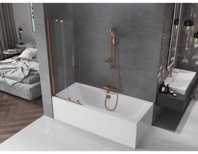Mexen Velar, 2-krídlová posuvná vaňová zástena 75 x 150 cm, 8mm číre sklo, ružové zlato, 896-075-000-01-60