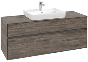 VILLEROY &amp; BOCH Collaro závesná skrinka pod umývadlo na dosku (umývadlo v strede), 4 zásuvky, 1400 x 500 x 548 mm, Stone Oak, C08400RK