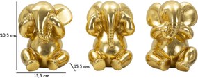 Sada 3 ks dekoratívnych figúrok Elephant zlatá