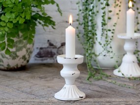 Krémový antik dekoračný svietnik na úzku sviečku Livia - Ø 7*9 cm