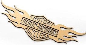 Veselá Stena Drevená nástenná dekorácia Harley Davidson oheň