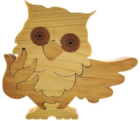 AMADEA Drevené puzzle sova, masívne drevo dvoch druhov drevín, 15 cm