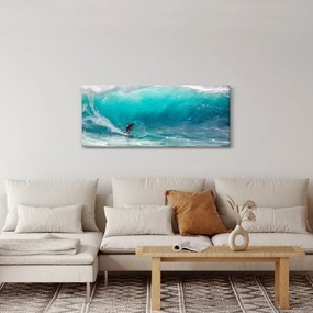Obraz surferov vo vlnách (120x50 cm)