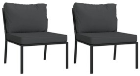 vidaXL Záhradné stoličky so sivými vankúšmi 2 ks 60x74x79 cm oceľ