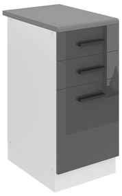 Kuchynská skrinka Belini Premium Full Version spodná so zásuvkami 40 cm šedý lesk s pracovnou doskou