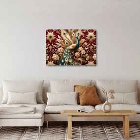 Sklenený obraz – Elegantný páv (70x50 cm)
