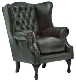 furniture-nabytek.cz - Masívne kreslo ušák Chesterfield Pittsfield z pravej kože, zelené