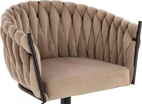 LuxuryForm DESIGN Stolička NORDEN VELUR na čiernej podstave s kolieskami - latte