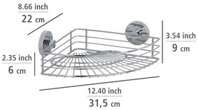 WENKO 20887100-Polica VACUUM-LOC RUND STAH 31x22,5 cm lesklý chróm