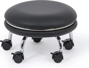 Pojazdné servisné sedadlo RONDO, mäkké kolieska, čierne