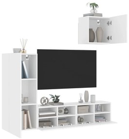 4-dielne TV nástenné skrinky biele kompozitné drevo 3216500