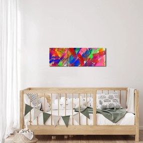 Obraz - Farebná abstrakcia (s hodinami) (90x30 cm)