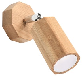 Bodové svietidlo Zeke, 1x drevené tienidlo, (možnosť polohovania)