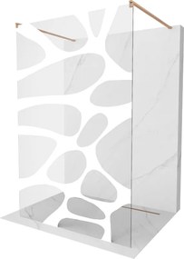 Mexen Kioto, sprchová zástena Walk-In 110 x 200 cm, 8mm číre sklo biely vzor, medený matný profil, 800-110-002-65-97